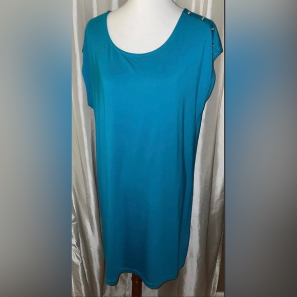 New! C&C California Shoulder Button Teal T Shirt Dress Size XL✨🏝